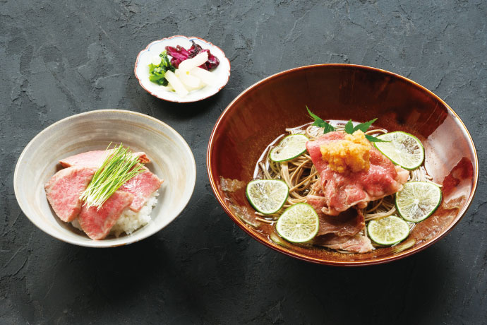 和牛刺しの肉まぶし寿司ランチセット